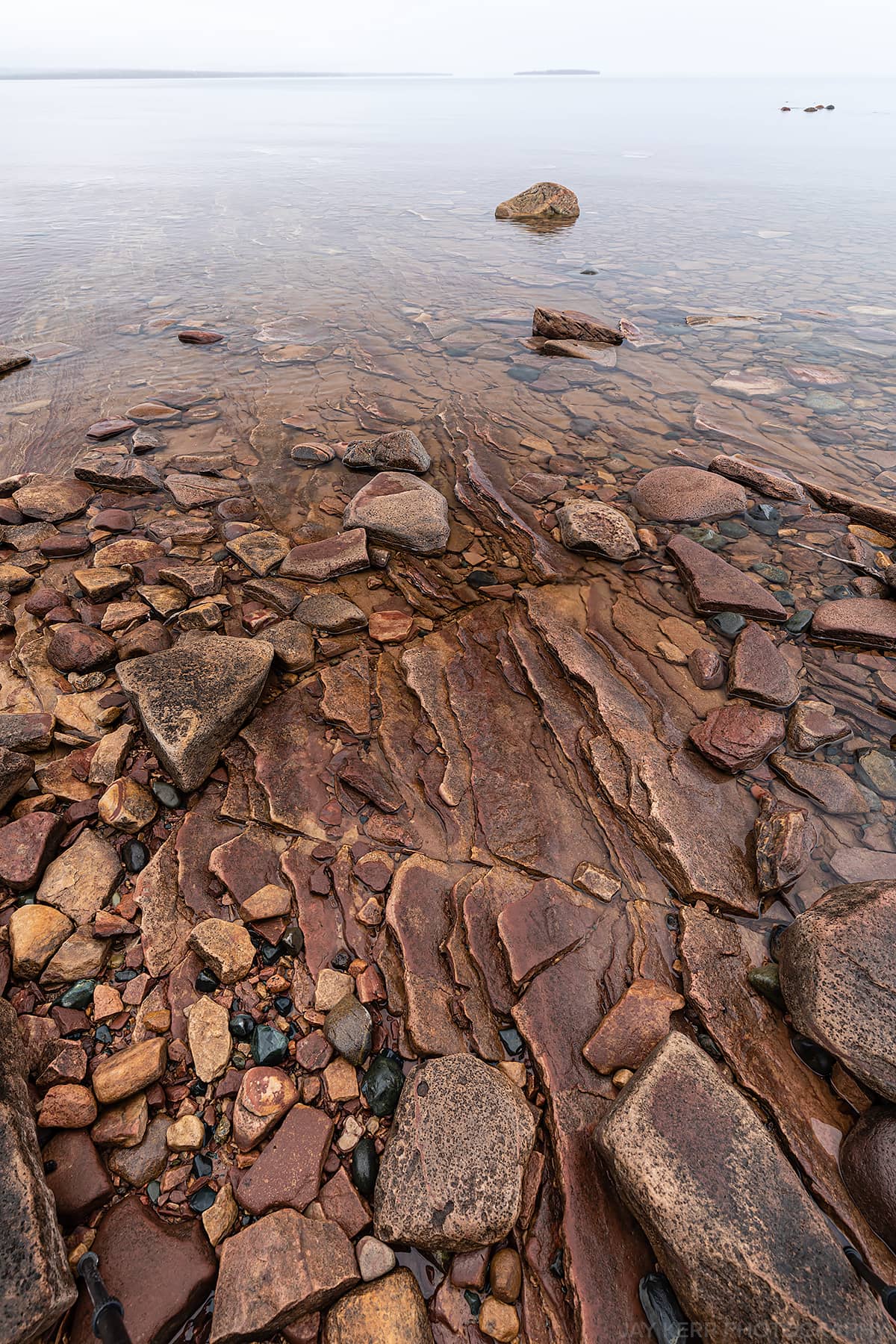 Lake Superior red sandstone, clear shallow water